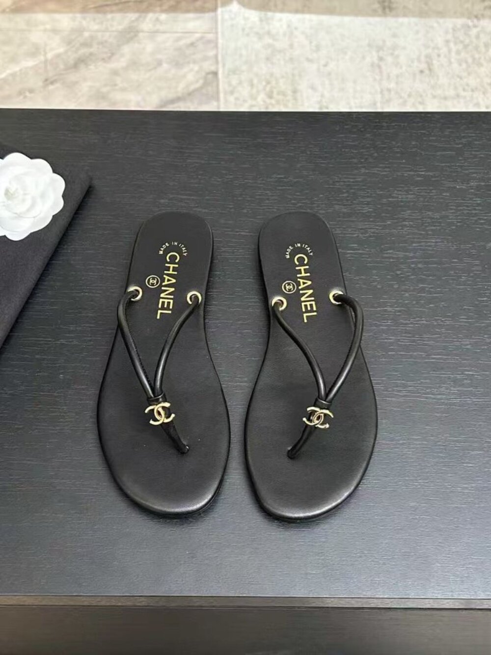 Chanel Black Slide Sandals Size 40